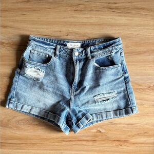 PacSun Blue Distressed Denim Mom Short